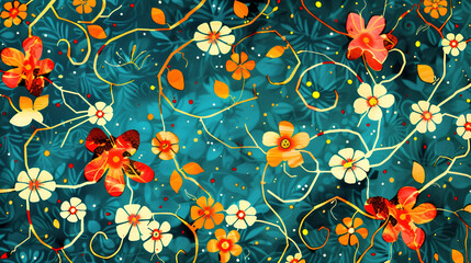 Batik Pattern of Flowers and Vines