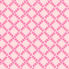 Pink heart ribbon repeat pattern isolated on light pink background.Seamless pattern with heart.Valentine, wedding background graphic vector illustration.