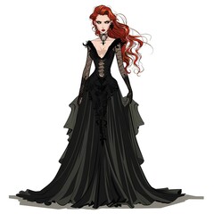 Fototapeta premium black widow Gothic fashion cartoon isolated whitebackground