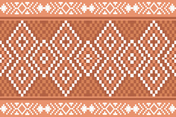 Geometric, seamless, traditional ethnic, thai pattern, fabric pattern for textiles, rugs, wallpaper, clothing, sarong, batik, wrapping, embroidery, print, background, cover, illustration, brown.