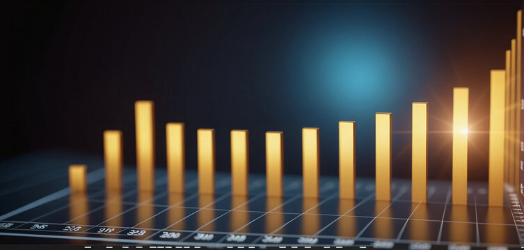 Graph or block diagram shows the increase or decrease of shares, which means financial loss or gain