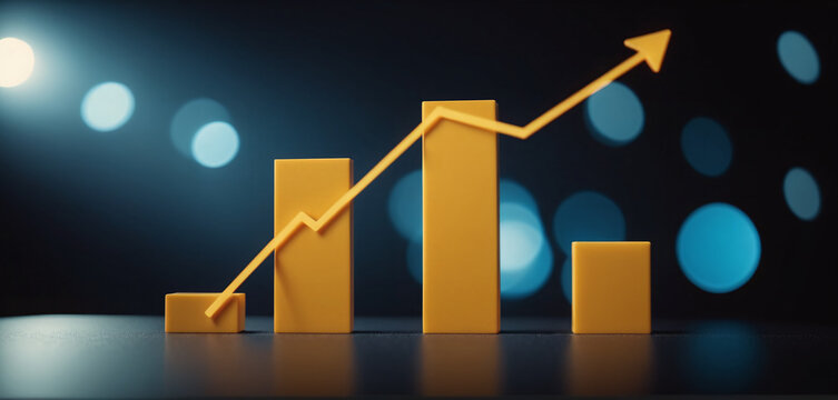 Graph or block diagram shows the increase or decrease of shares, which means financial loss or gain