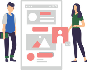 Boy and girl are standing.