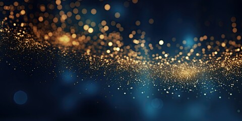 Fototapeta premium Dark blue and gold particle abstract Christmas background holiday concept