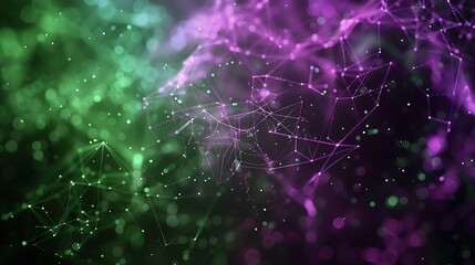 A vibrant science template with a Plexus background in purple and green, minimal and ultra HD quality