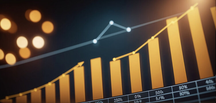 Graph or block diagram shows the increase or decrease of shares, which means financial loss or gain