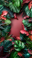 Tropical Philodendron Birkin Leaf Arrangement Framing Product Display