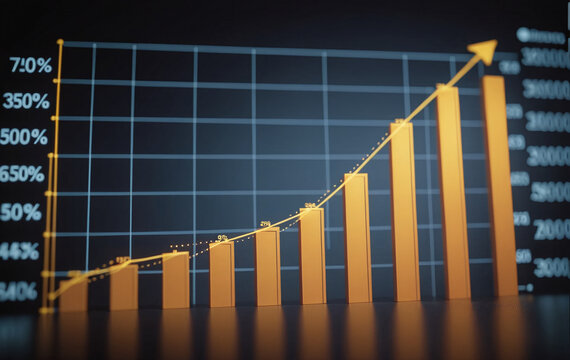 Graph or block diagram shows the increase or decrease of shares, which means financial loss or gain