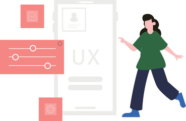 Girl working on UX control panel.