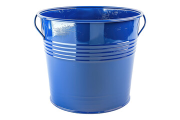 empty blue metal bucket isolated on transparent background