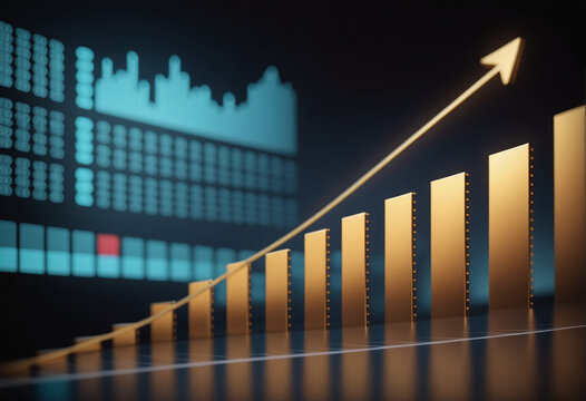 Graph or block diagram shows the increase or decrease of shares, which means financial loss or gain