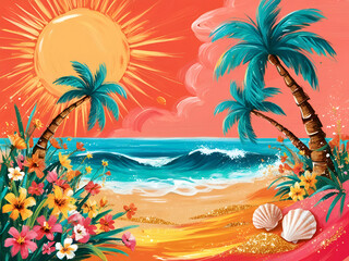 Fototapeta premium vibrant tropical illustration
