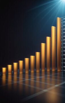 Graph or block diagram shows the increase or decrease of shares, which means financial loss or gain