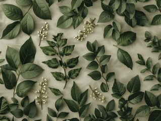 Transform your space with natural leaf wallpaper showcasing a diverse range of leaves in various shades of green for a refreshing and organic aesthetic appeal.