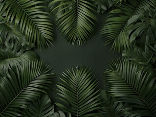 Palm tree leaves creating a tropical ambiance, ideal for summer-themed designs, nature photography, and lively, colorful imagery.