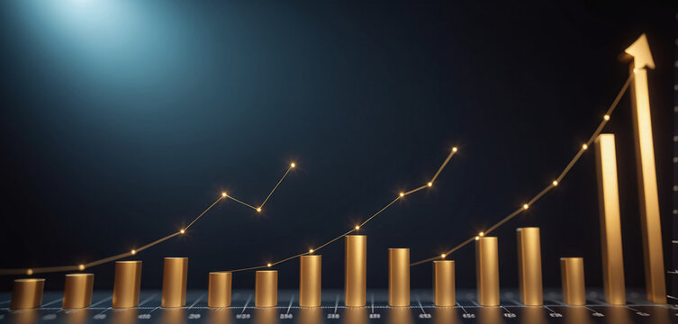 Graph or block diagram shows the increase or decrease of shares, which means financial loss or gain