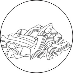 線画円形百人一首　右近