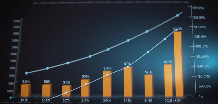 Graph or block diagram shows the increase or decrease of shares, which means financial loss or gain