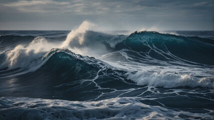 Naklejka premium A forceful, crashing wave of the ocean is captured in this stunning aerial photo