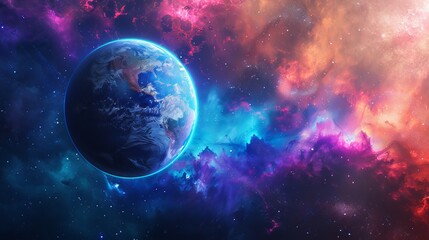 Cosmic Nebula and Planet
