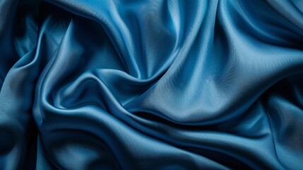 Fototapeta premium Blue fabric texture background with copy space