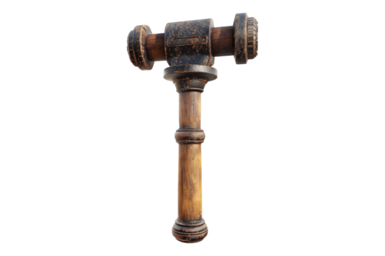 Gavel hammer isolated on transparent background