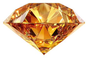 Gold diamond dazzles isolated on transparent background
