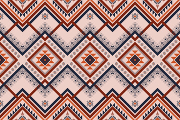 Ethnic ikat seamless pattern in tribal. Geometric ethnic ornament print. Tribal ethnic vector. Design for background, wallpaper, illustration, fabric, clothing, carpet, textile, batik, embroidery.