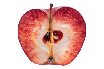 Half of red apple isolated on transparent background