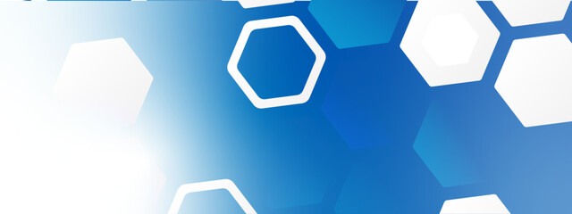 Abstract trendy technology of gradient white and blue hexagonal element pattern artwork design background. Use for ad, poster, presentation, print, artwork.	