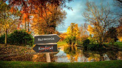 Signposts the direct way to harmony versus conflict