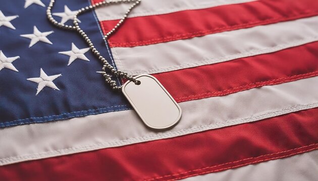 dog tag on american flag  - Powered by Adobe