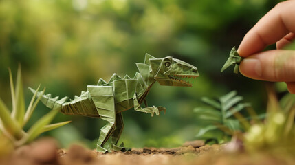 Clever optical illusion with paper-crafted creatures appearing to interact with real-world elements through forced perspective techniques.