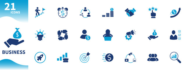 Business icon. Set of icons for work, office, finance, business team, growth, marketing,...