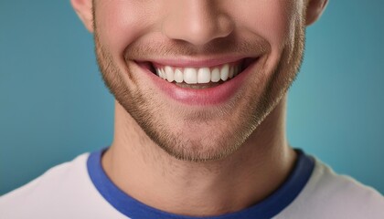 Obraz premium Dental banner. Young man with beautiful smile