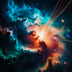 Colorful space galaxy cloud nebula. Star fire. Stary night cosmos. Universe science astronomy. Supernova background wallpaper