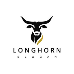 Longhorn Logo. Premium Vector Design for Longhorn Cattle Emblem. Vintage Ranch and Beef Farm Icon
