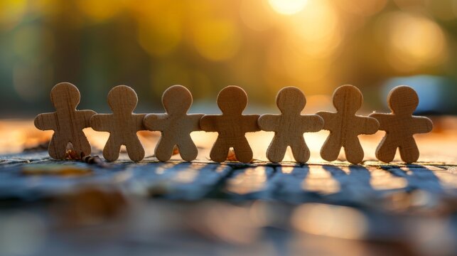 An image depicting paper cut-out figures holding hands, symbolizing teamwork and unity under a warm, golden light.