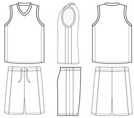 basketball jersey mockup design on font and back. jersey basket	
