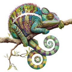 Obraz premium Chameleon Vintage fashion cartoon isolated whitebackground