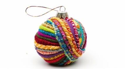 Fototapeta premium A handmade felt ornament, holiday decor, soft texture, multicolored, isolated on white background