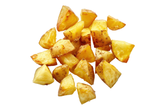 Potato chunks isolated on transparent background