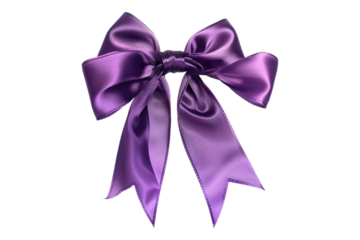 Purple ribbon bow isolated on transparent background