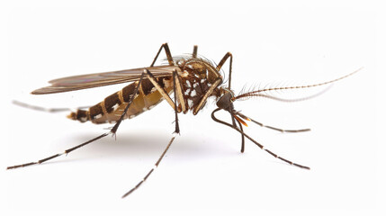 "Exploring the Expanse: A Lone Mosquito in Flight against a Pristine Background"