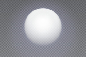The moon with a halo of bluish light around. Circle of transparent white spotlight on the wall. Front view of a flashlight beam with uneven illumination. Shadow vector illustration