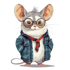 Chinchilla Preppy fashion cartoon isolated whitebackground
