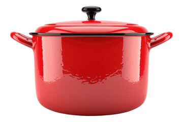Red pot with lid isolated on transparent background