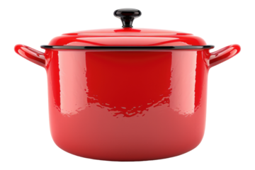 Red pot with lid isolated on transparent background