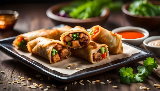 Homemade Chinese Vegetable EggRolls with Soy Sauce
