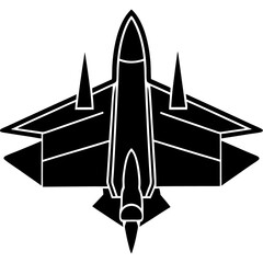 Combat aircraft black silhouette vector (10)